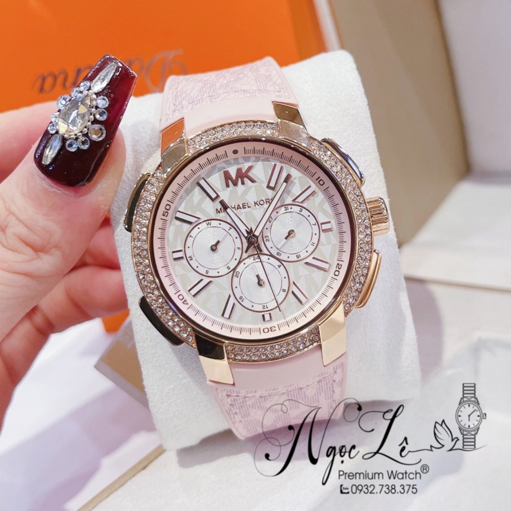 Đồng Hồ Nữ Michael Kors Oversized Pavé MK7222 Dây Da Hồng 42mm