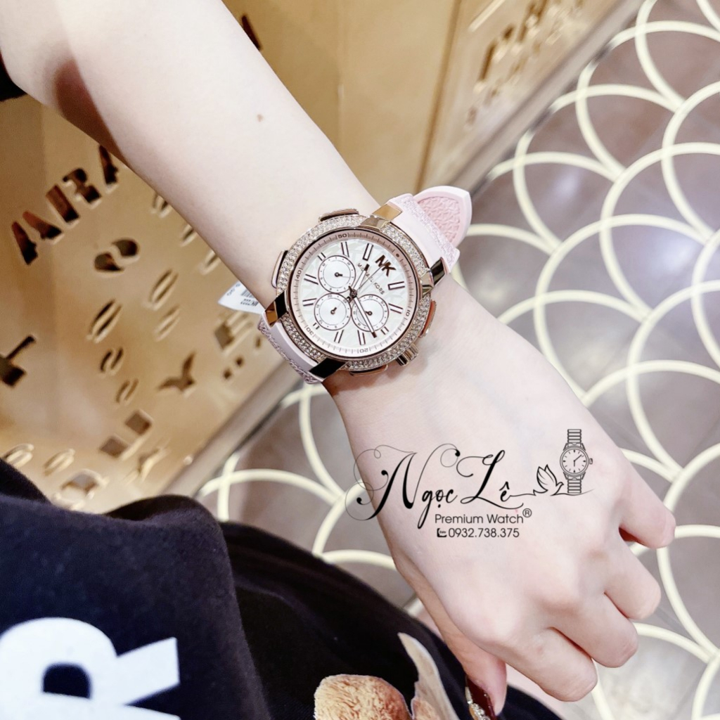 Đồng Hồ Nữ Michael Kors Oversized Pavé MK7222 Dây Da Hồng 42mm