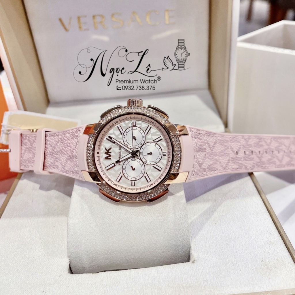 Đồng Hồ Nữ Michael Kors Oversized Pavé MK7222 Dây Da Hồng 42mm