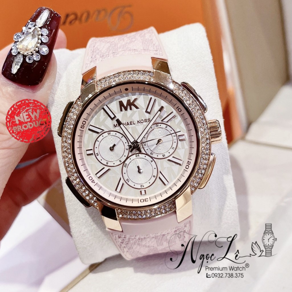 Đồng Hồ Nữ Michael Kors Oversized Pavé MK7222 Dây Da Hồng 42mm