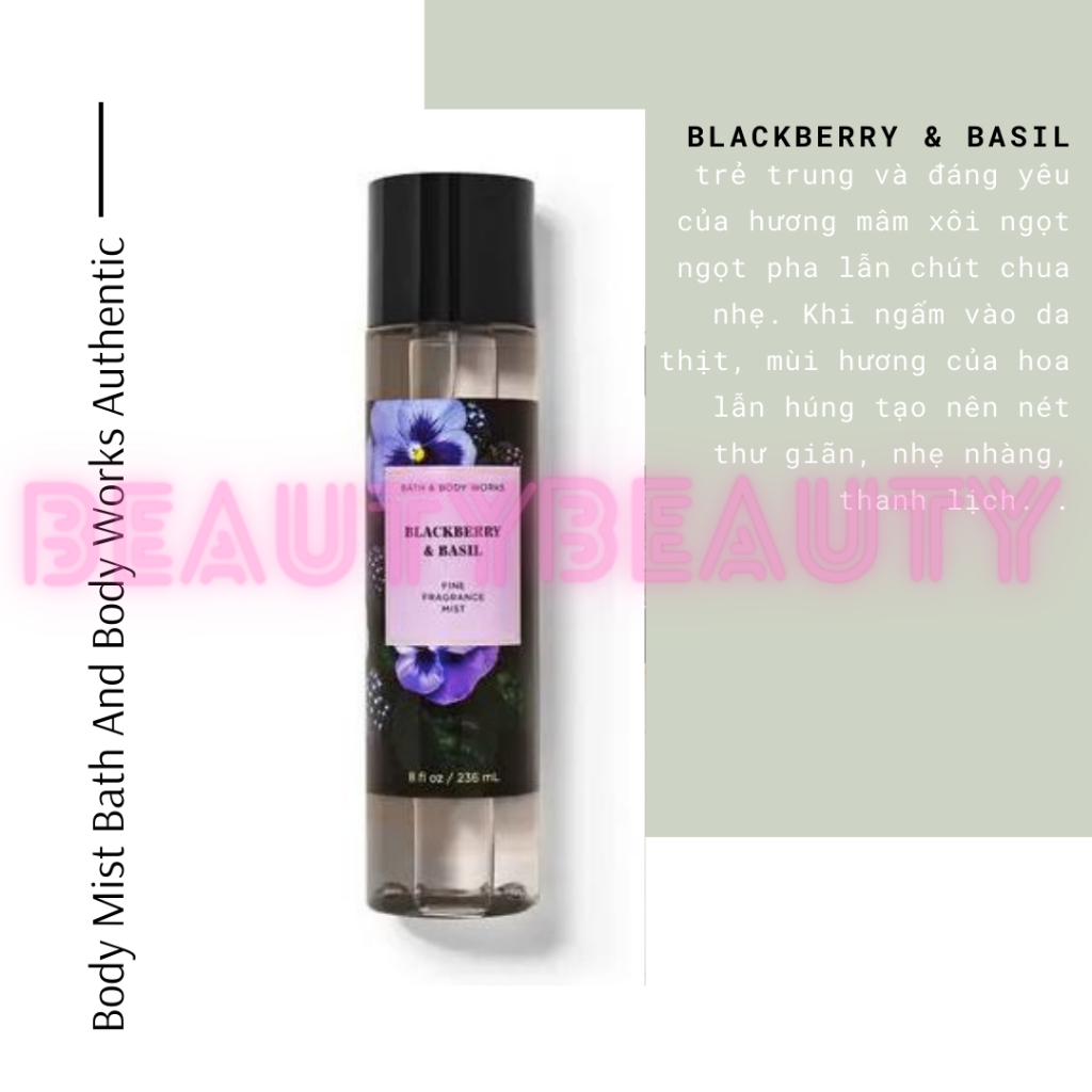 Xịt thơm body mist Blackberry & Basil Bath And Body Works 236ml