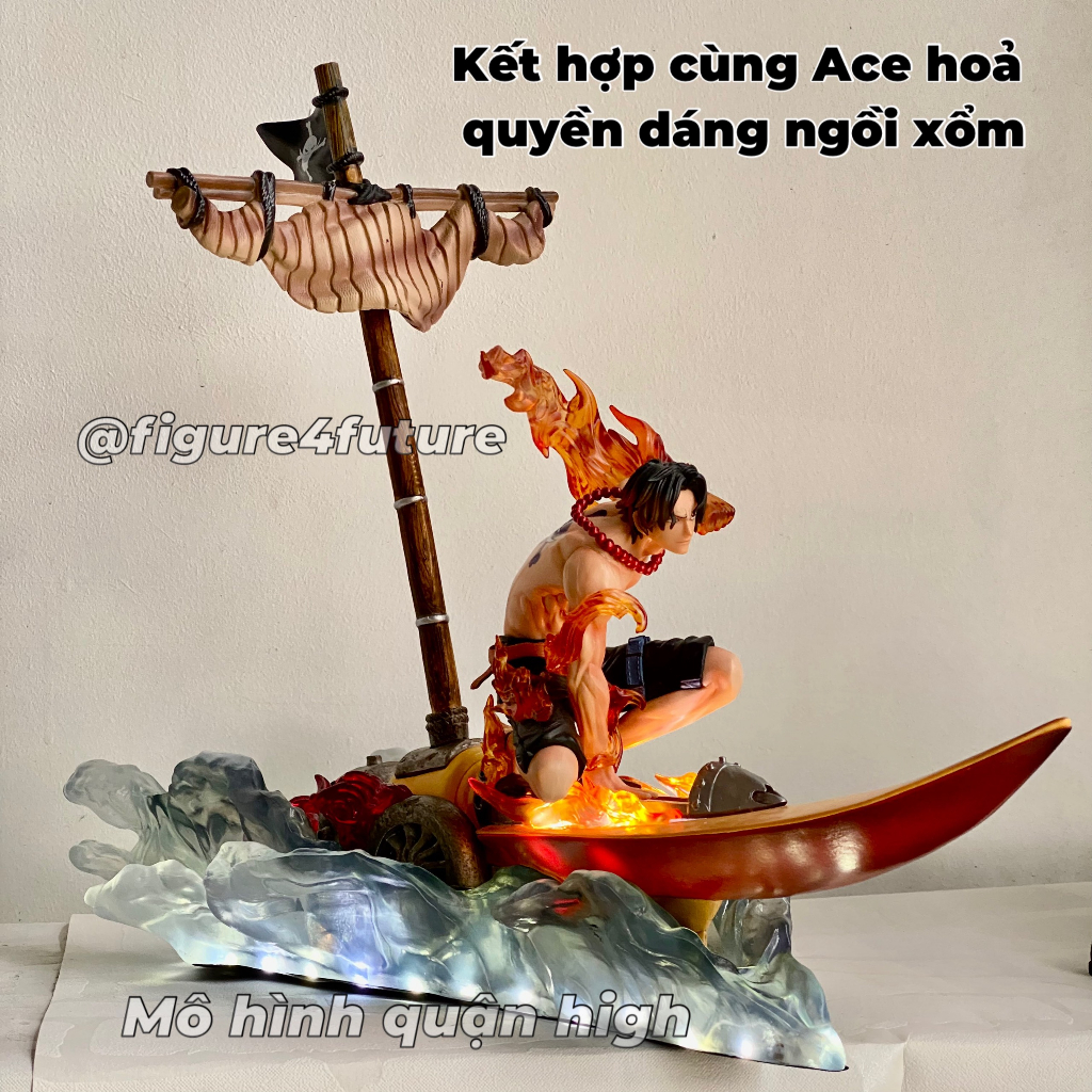 Mô hình Thuyền của Ace cao 36CM dài 45CM - Mô hình thuyền Ace có LED cực đẹp -Thuyền one piece Ace Hỏa Quyền