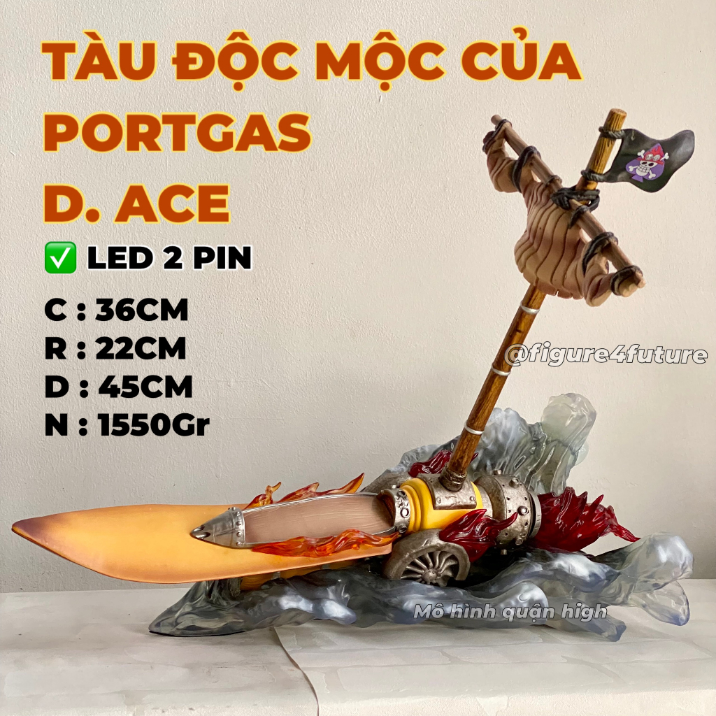 Mô hình Thuyền của Ace cao 36CM dài 45CM - Mô hình thuyền Ace có LED cực đẹp -Thuyền one piece Ace Hỏa Quyền