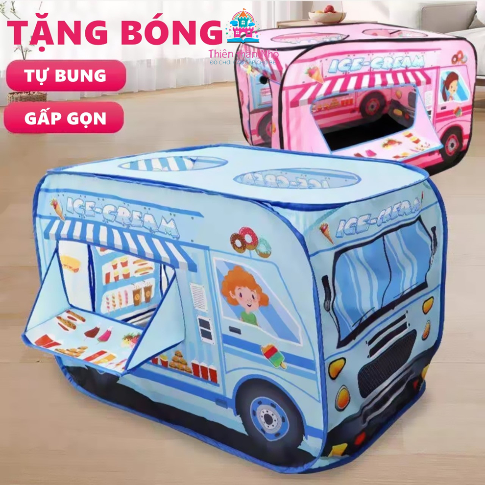 Lều đồ chơi TẶNG BÓNG cỡ lớn lều hình xe ô tô nhà banh đa chức năng