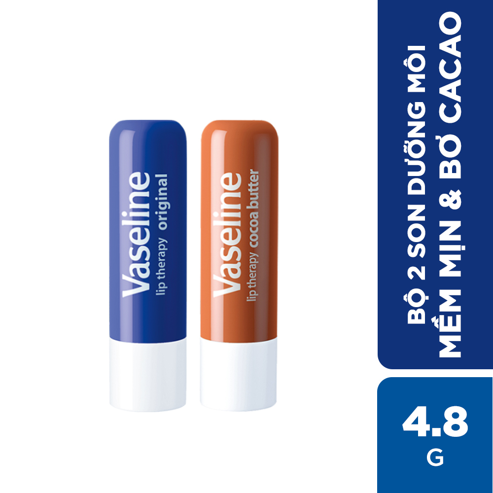 Bộ 2 son dưỡng môi Vaseline dạng thỏi Lip Therapy Stick: Bơ Cao Cao và Mềm mịn