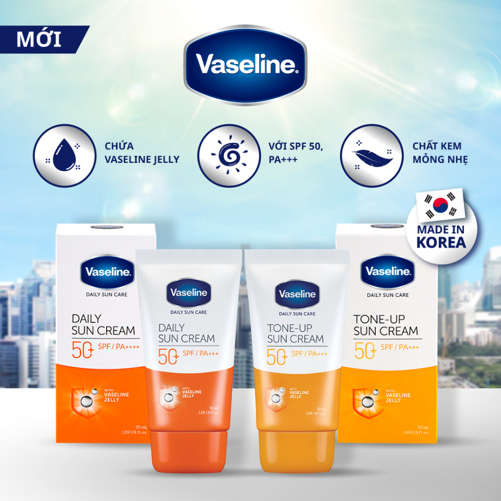 Bộ 2 kem chống nắng Vaseline 50ml x 2 : Daily và Tone-up