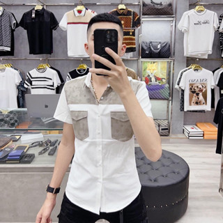 Áo Sơ Mi Nam Ngắn Tay In Họa Tiết Logo LV Chất Vải Mềm Mịn Thoáng Mát Đẹp Như Hình [Videos]