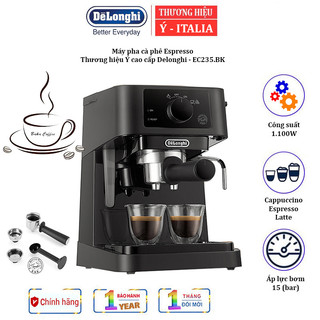 Máy Pha Cà Phê Espresso Delonghi EC235.BK Thương hiệu Italia, Công suất 1100W, Áp Suất 15 Bar, Điều Chỉnh Bọt Sữa