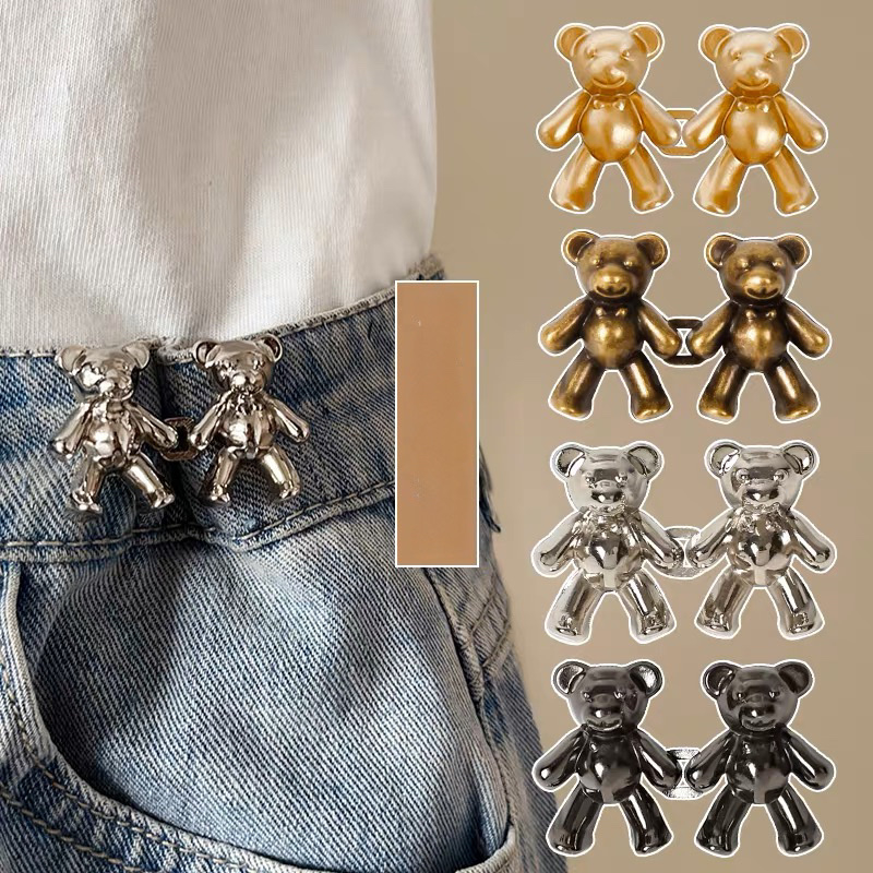 Set 2 Ghim Cài Quần Hình Gấu Dễ Thương Cho Quần Jean