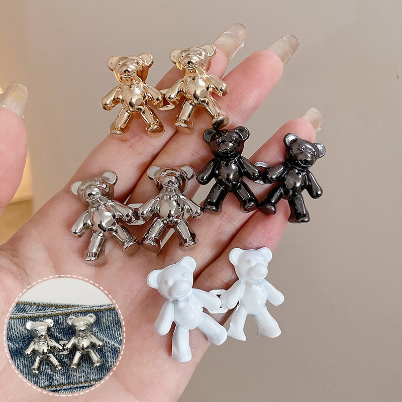 Set 2 Ghim Cài Quần Hình Gấu Dễ Thương Cho Quần Jean