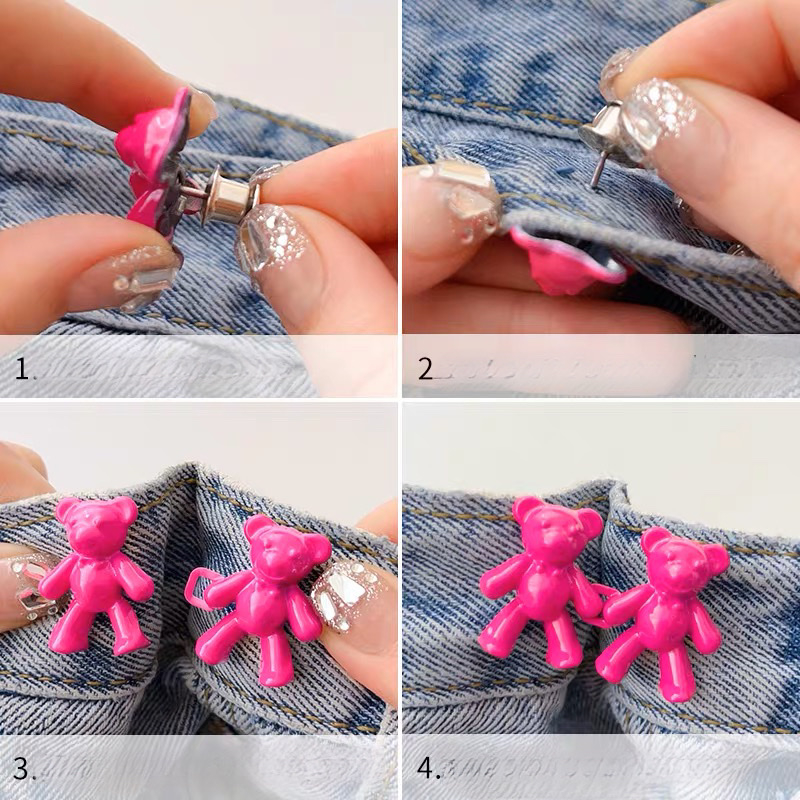 Set 2 Ghim Cài Quần Hình Gấu Dễ Thương Cho Quần Jean