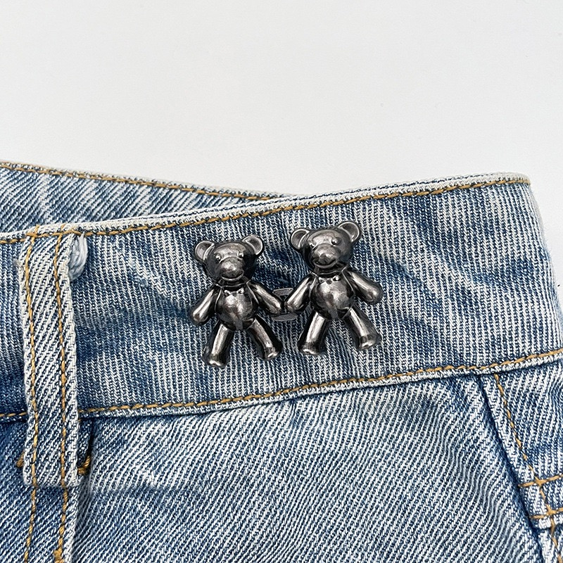 Set 2 Ghim Cài Quần Hình Gấu Dễ Thương Cho Quần Jean