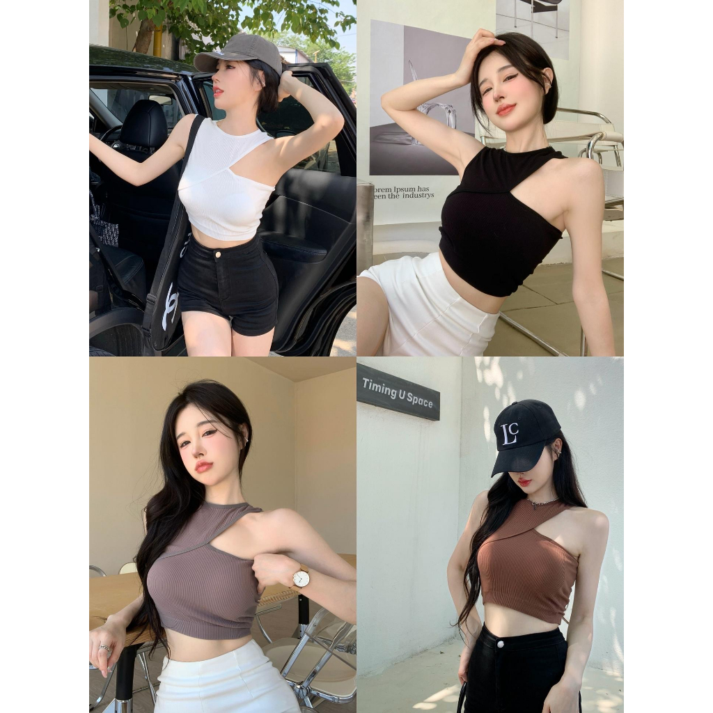 Áo Bra Nữ Chéo Gân Tăm Có Mút Ngực Phong Cách Hàn 1001