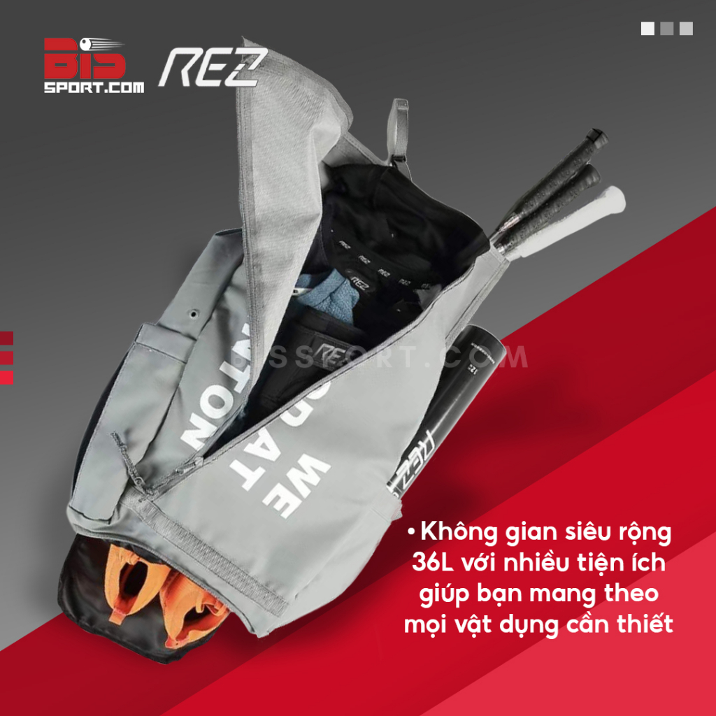Ba Lô Cầu Lông Chính Hãng Rez - Đa Năng, Thiết Kế Origami, Chống Thấm Nước, Có Ngăn Đựng Vợt Giày Riêng