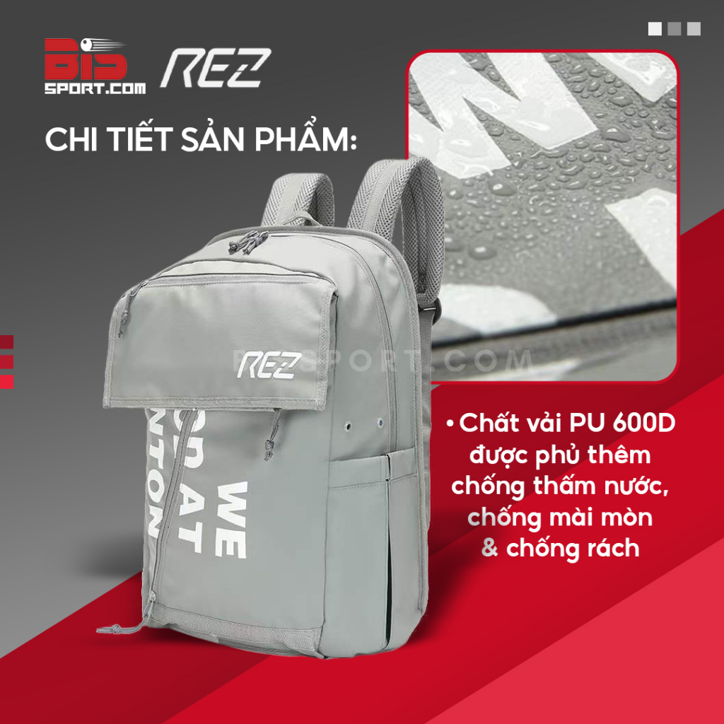Ba Lô Cầu Lông Chính Hãng Rez - Đa Năng, Thiết Kế Origami, Chống Thấm Nước, Có Ngăn Đựng Vợt Giày Riêng