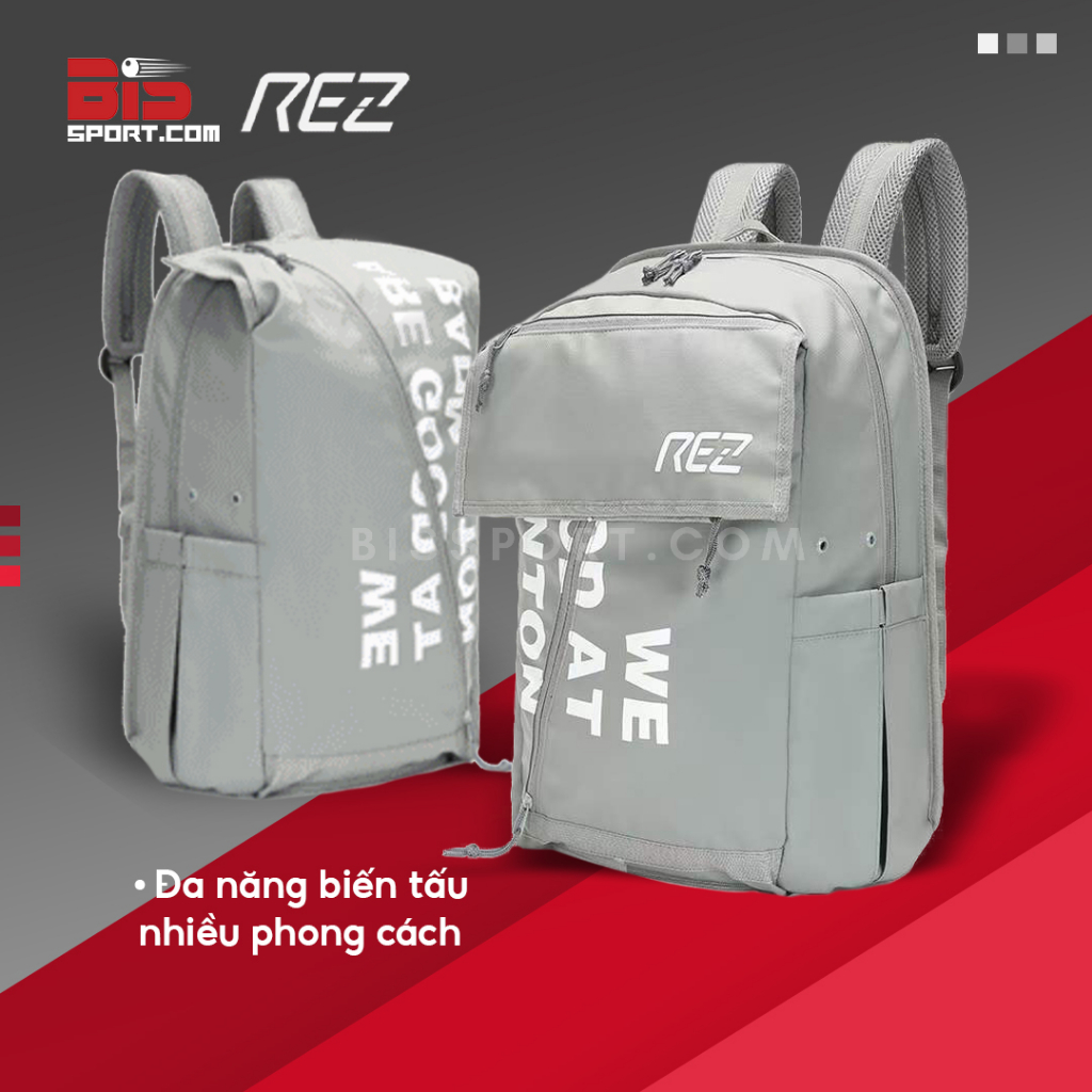Ba Lô Cầu Lông Chính Hãng Rez - Đa Năng, Thiết Kế Origami, Chống Thấm Nước, Có Ngăn Đựng Vợt Giày Riêng
