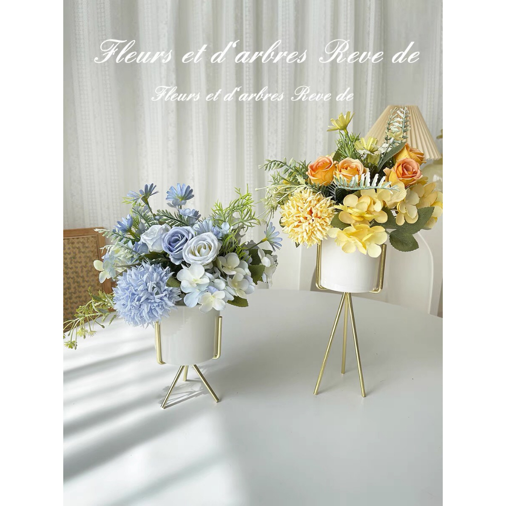 Chậu hoa giả để bàn - Chậu hoa giả cắm sẵn trang tri phòng khách, kệ tivi, phòng ngủ, Hoa giả decor
