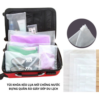 Túi zip lụa mờ khóa kéo chống nước đựng vật dụng cá nhân quần áo giày dép phụ kiện du lịch