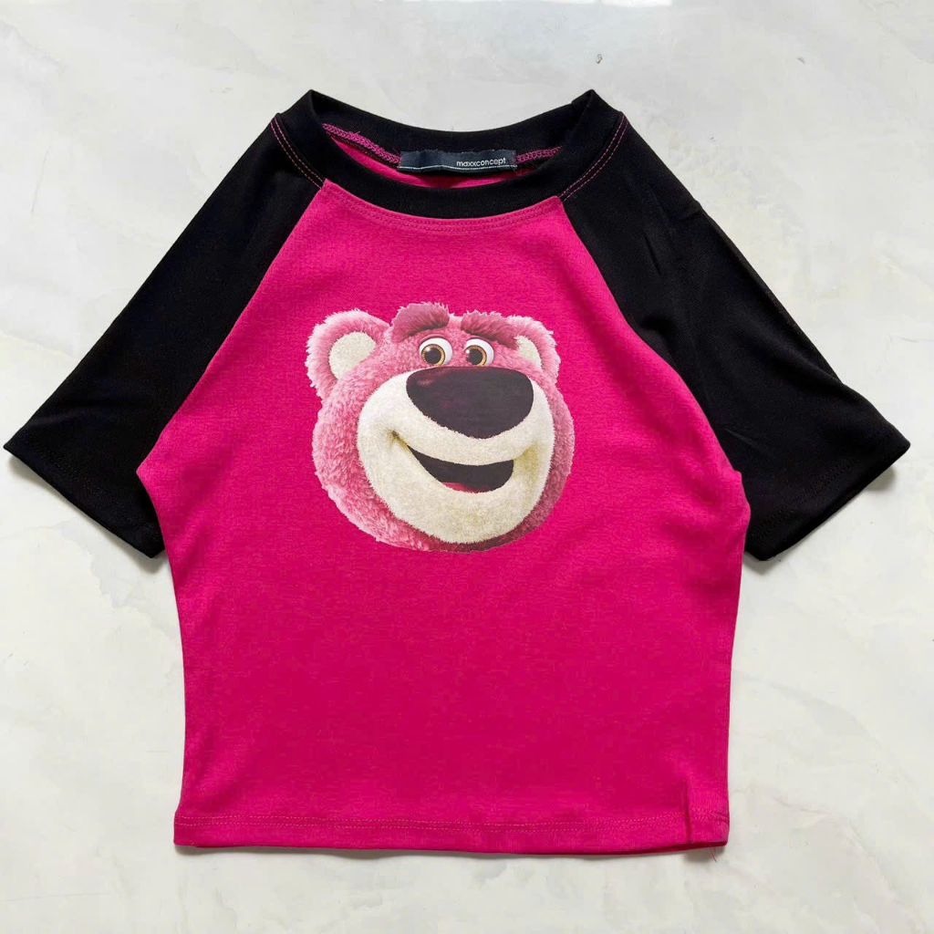 🍒🍒🍒ÁO THUN NỮ IN HÌNH GẤU HỒNG KIỂU CROPTOP UTRBR