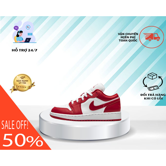 Giày sneaker thể thao Air Jordan 1 Low Gym phối màu đỏ trắng full box tag