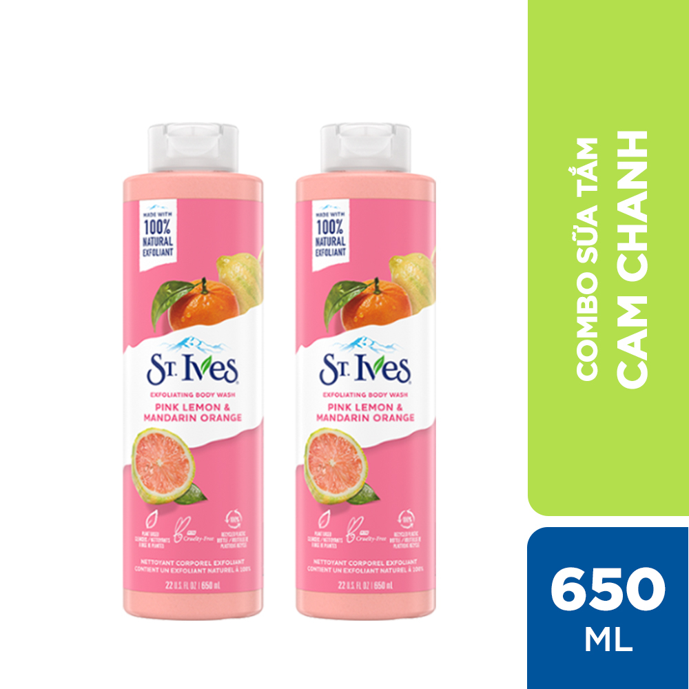 Bộ 2 chai Sữa tắm dưỡng da St.Ives Cam Chanh 650ml