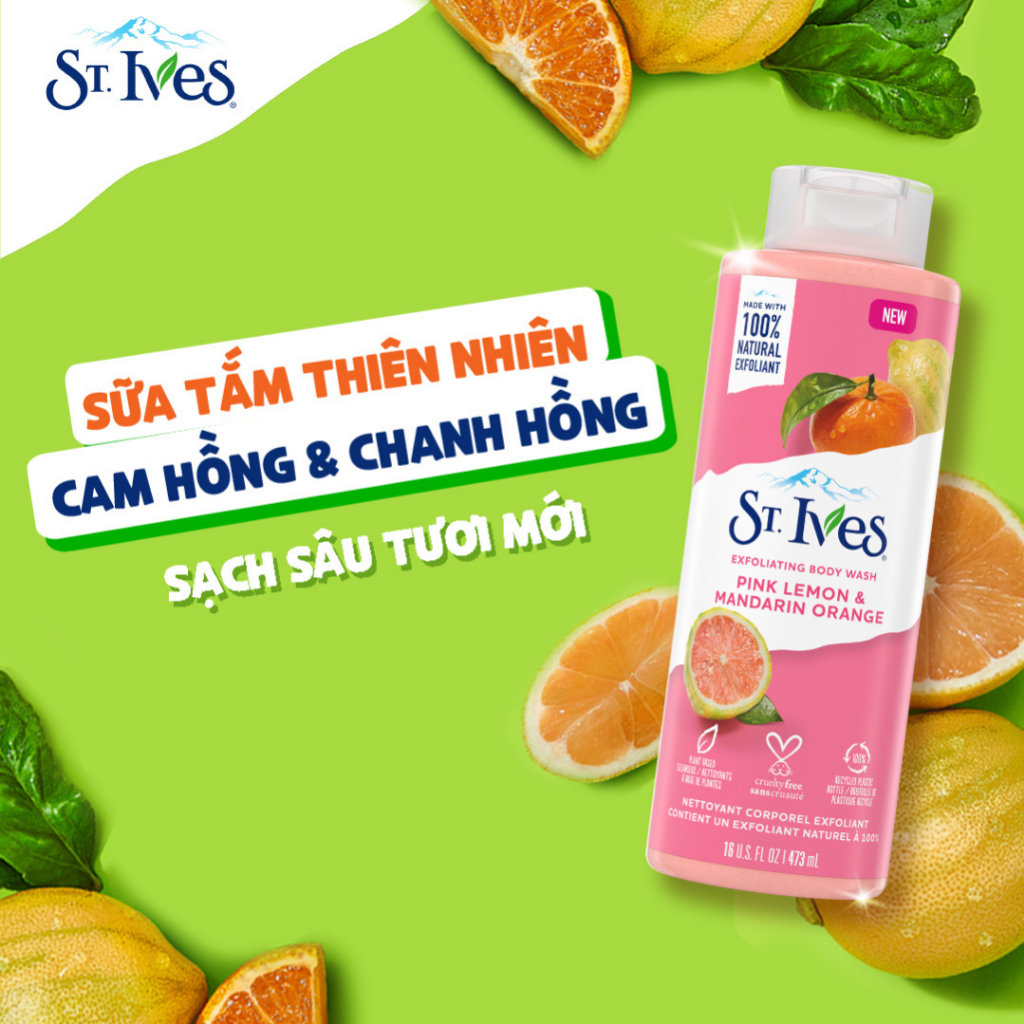 Bộ 2 chai Sữa tắm dưỡng da St.Ives Cam Chanh 650ml