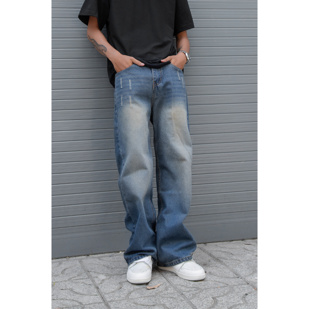 Quần jean nam Tum Machines BLUE CREAM – BAGGY JEAN