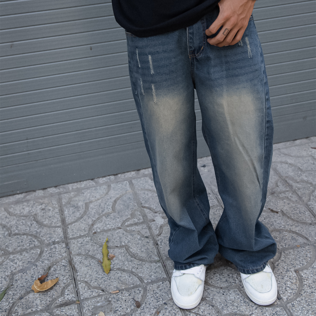 Quần jean nam Tum Machines BLUE CREAM – BAGGY JEAN