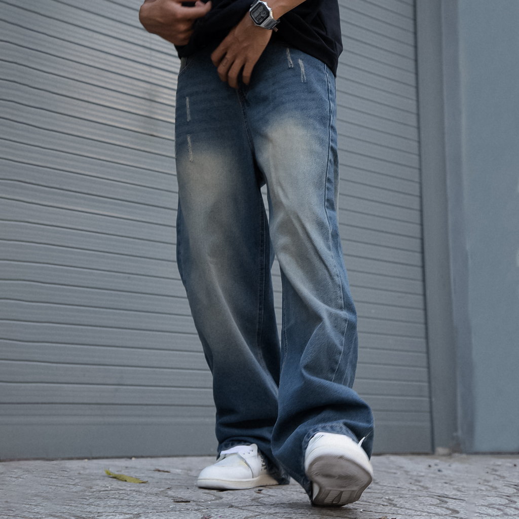 Quần jean nam Tum Machines BLUE CREAM – BAGGY JEAN