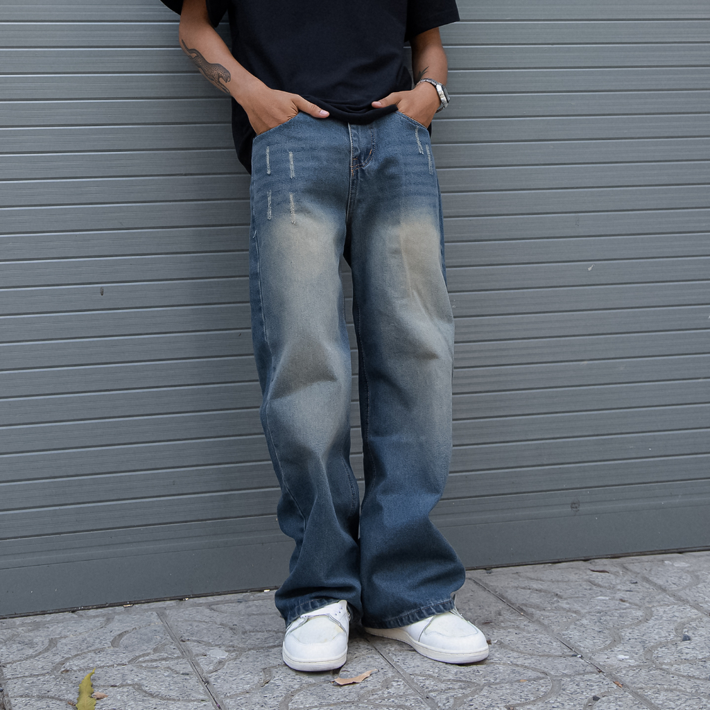 Quần jean nam Tum Machines BLUE CREAM – BAGGY JEAN