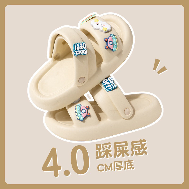 Dép nữ dép sandal bánh mỳ FORM TO ulzzang gắn sticker dễ thương ngoài trời