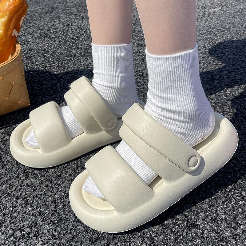 Dép nữ dép sandal bánh mỳ FORM TO ulzzang gắn sticker dễ thương ngoài trời