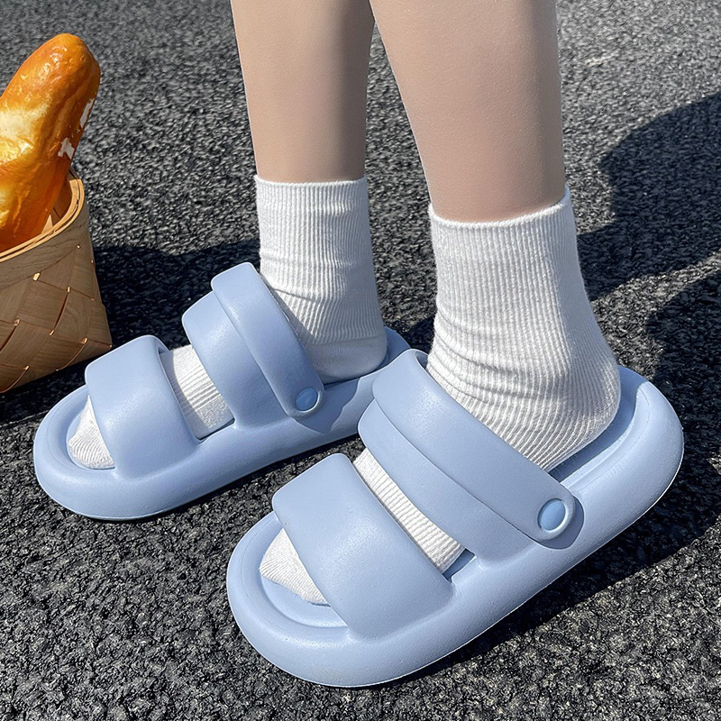 Dép nữ dép sandal bánh mỳ FORM TO ulzzang gắn sticker dễ thương ngoài trời