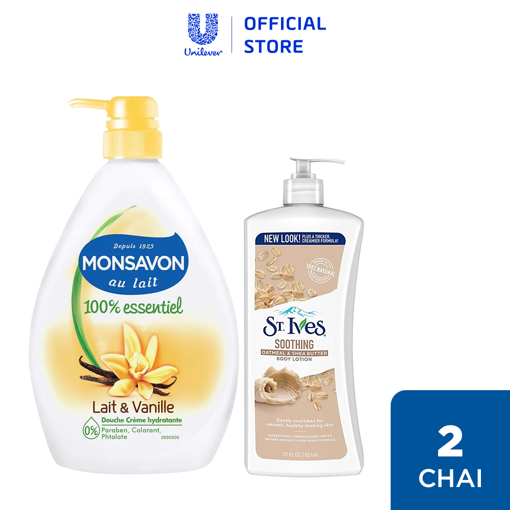 Combo sữa tắm Monsavon 1000ml + Sữa dưỡng thể St.Ives Yến mạch và bơ 621ml