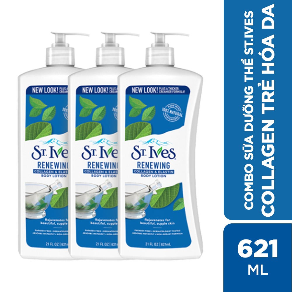Combo 3 chai Sữa dưỡng thể St.Ives Collagen trẻ hóa da 621ml