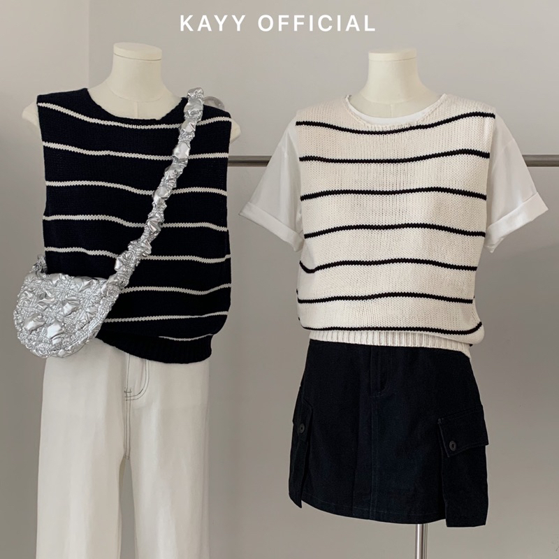 KAYY. Áo len kẻ sát nách _ A1906