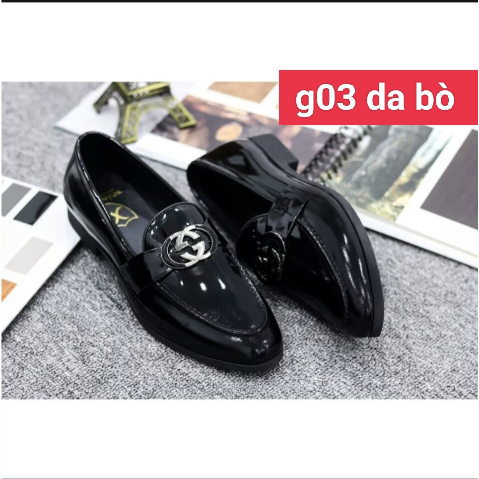 Giày lười da nam công sở màu đen mác gu cì phong cách hàn quốc giày dior nam da bóng full size 38-43