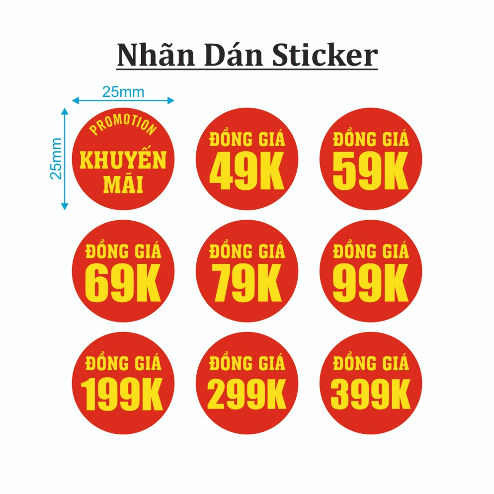 KHUYẾN MAI Sticker Label_Tem nhãn in đồng giá sticker_100pcs