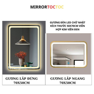 Gương trang điểm , gương nhà tắm treo tường đèn led đổi 3 màu vièn hợp kim cao cấp tặng phụ kiện treo mirrortoctoc