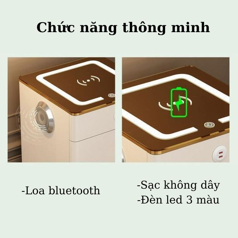 Bàn trang điểm thông minh - Bàn phấn trang điểm nhập khẩu, kèm Loa bluetooth và sạc không dây, đèn led cảm ứng BP-12