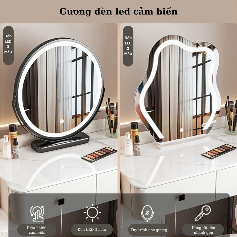 Bàn trang điểm thông minh - Bàn phấn trang điểm nhập khẩu, kèm Loa bluetooth và sạc không dây, đèn led cảm ứng BP-12