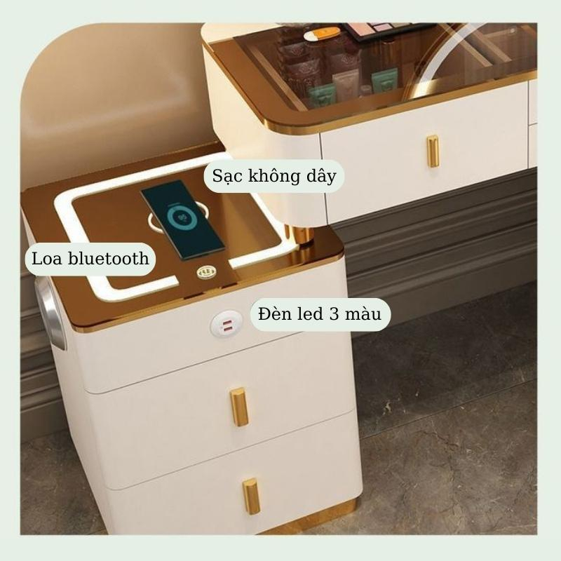 Bàn trang điểm thông minh - Bàn phấn trang điểm nhập khẩu, kèm Loa bluetooth và sạc không dây, đèn led cảm ứng BP-12