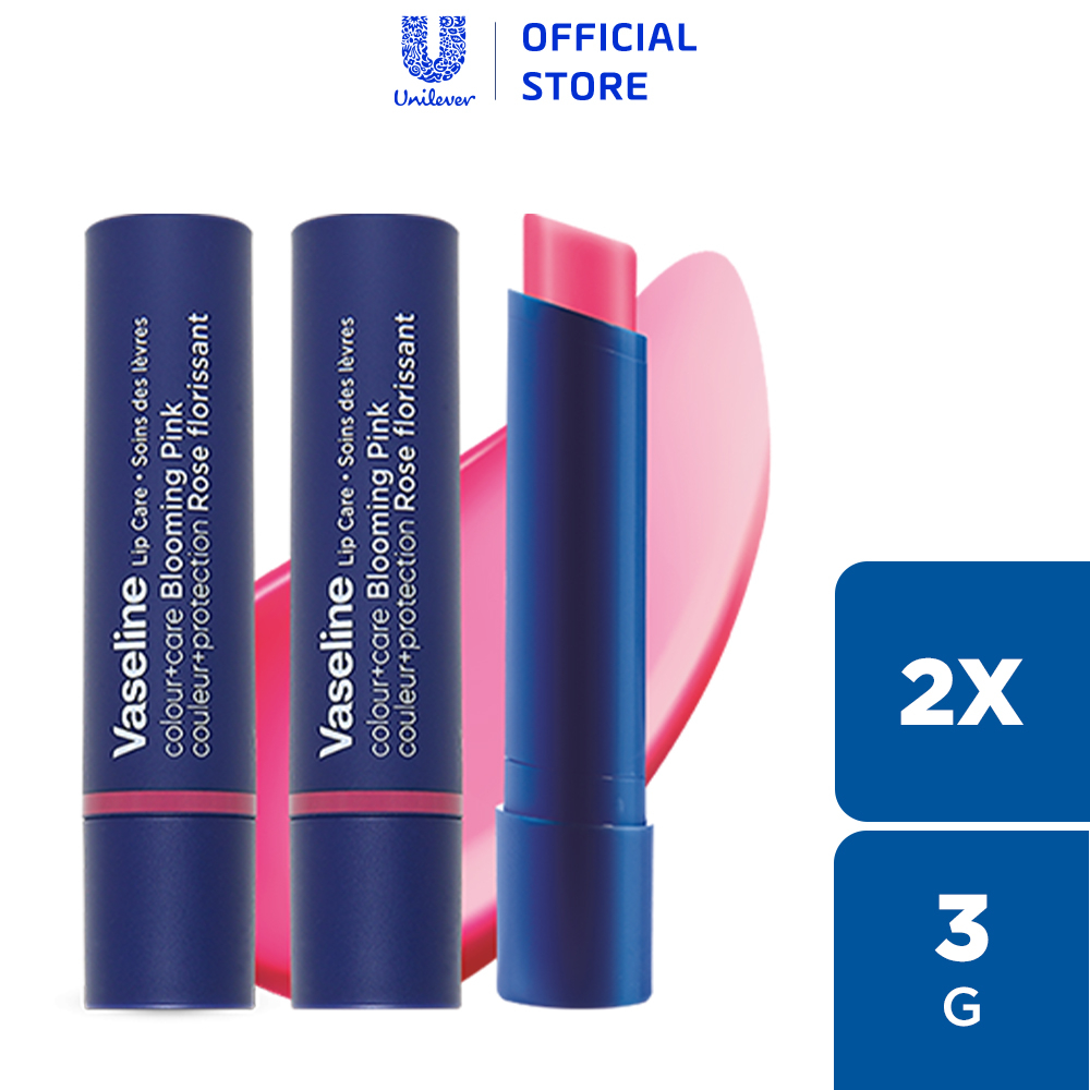 Combo 2 Son dưỡng môi Vaseline Colour+Care Blooming Pink 3g