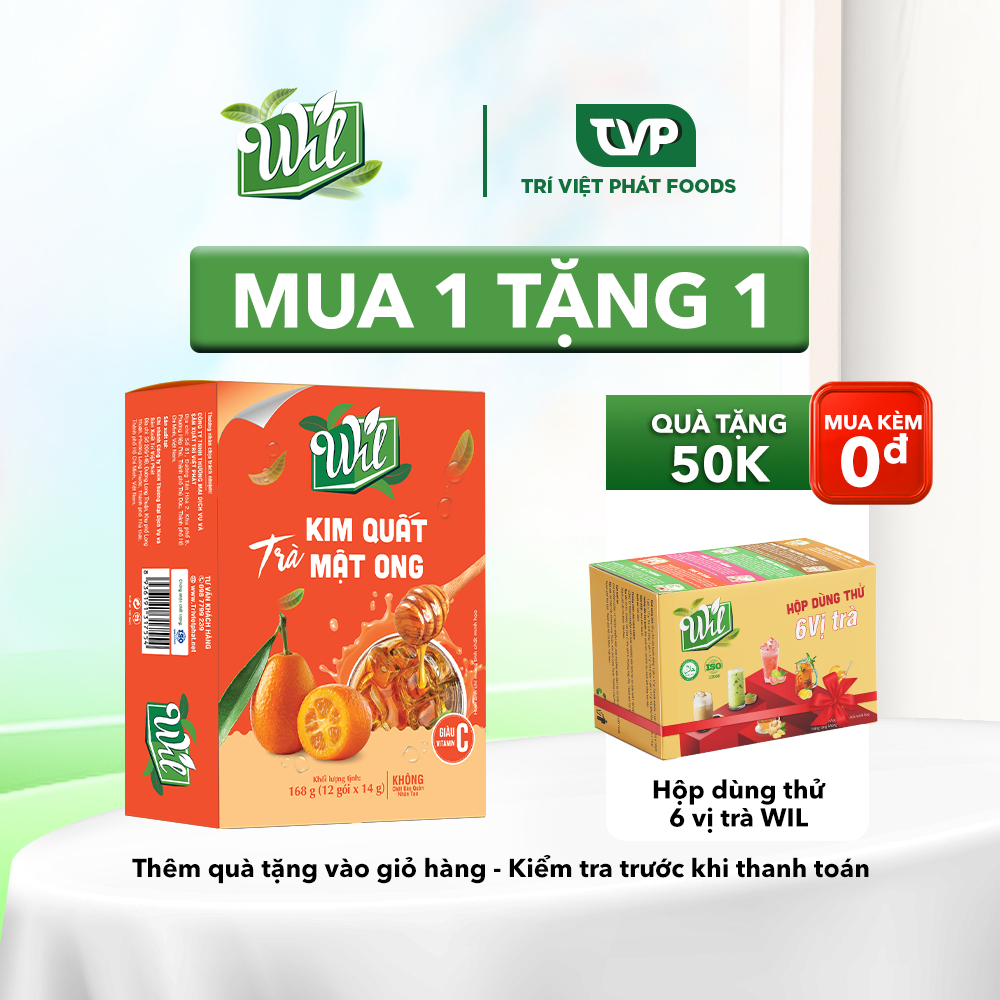 Trà kim quất mật ong wil hòa tan trà tắc mật ong hộp 168g (12 gói x 14g)