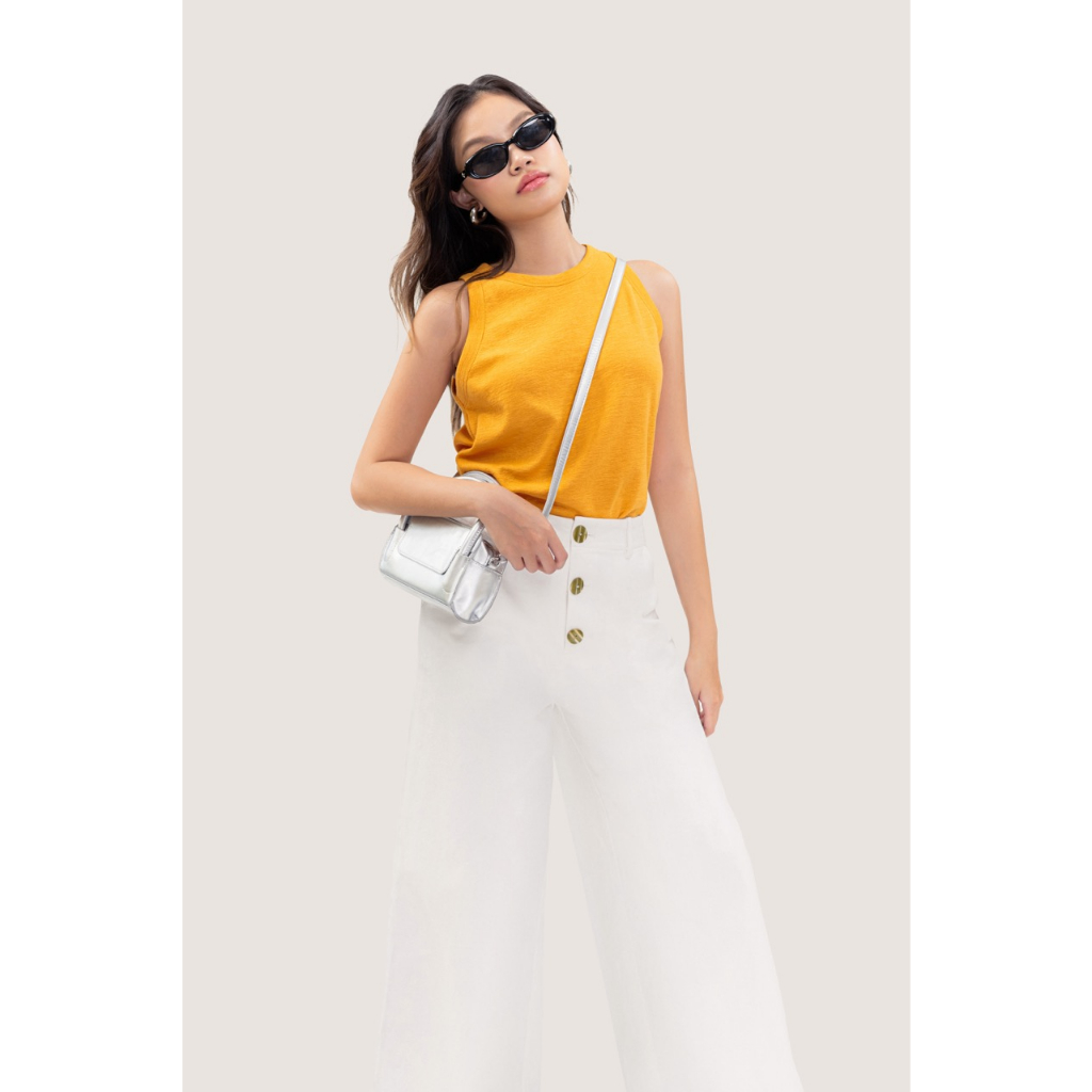 LIBÉ - Áo suông không tay cổ tròn màu vàng mustard