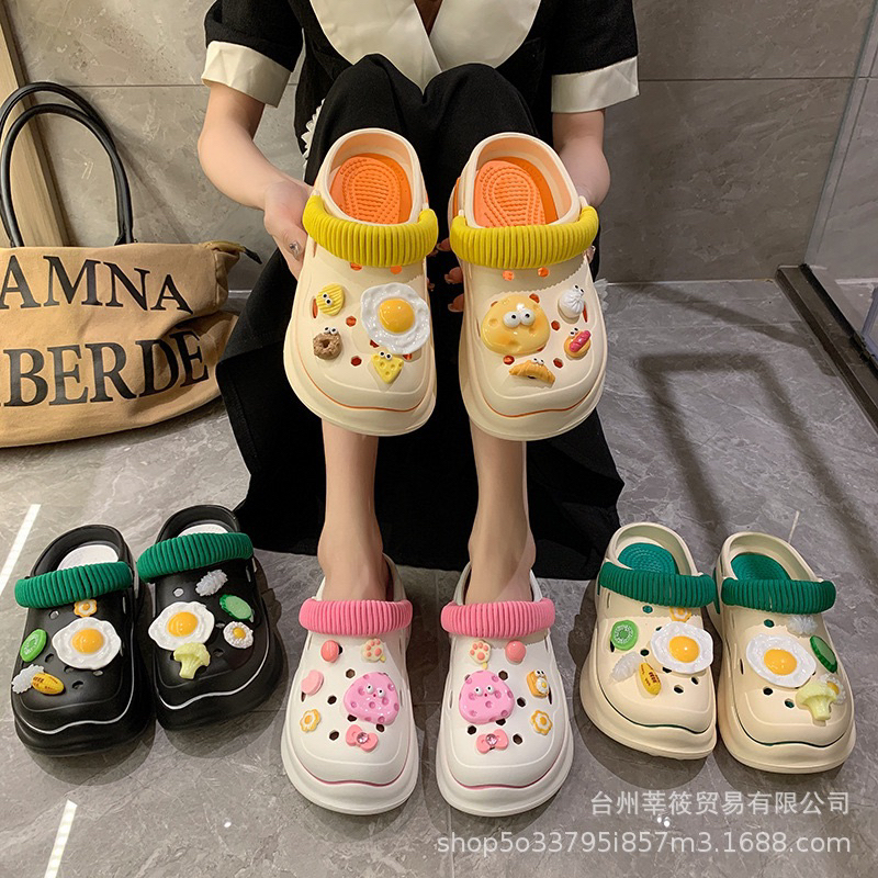 Dép crocs cross dép nữ crocs đế cao êm chân mẫu Trứng cute dễ thương