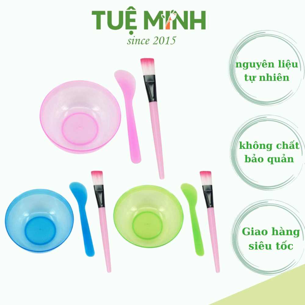 bộ 3 món bát trộn cọ quét đắp mặt nạ Tuệ Minh