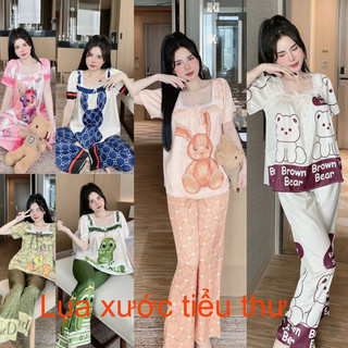 Bộ lụa xước tiểu thư, chất lụa xước mềm mịn, không nhăn, không xù