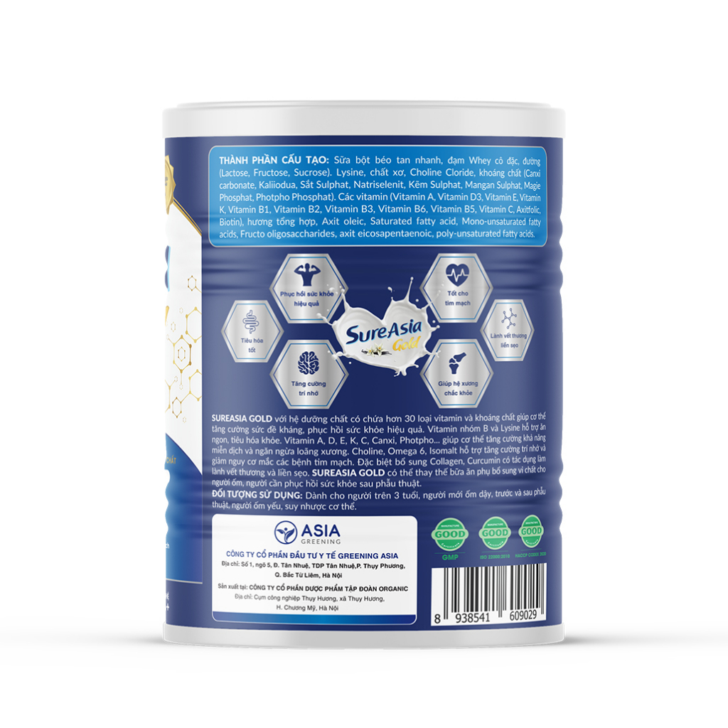 Combo 3 Hộp Sữa Asia Gold HCN 900g. Tặng Kèm 1 Hộp Sữa Non 900g Và 1 Hộp Bổ Phổi Oly 30 Viên