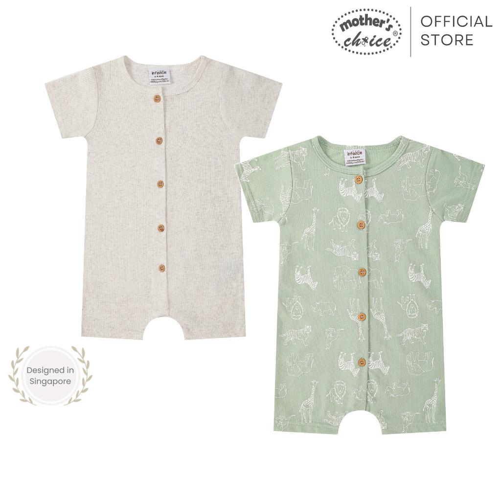 Body đùi cho bé sơ sinh Mother's Choice (dòng Infancie cao cấp) 2 chiếc romper ngắn tay- vải nhẹ thoáng IT4706